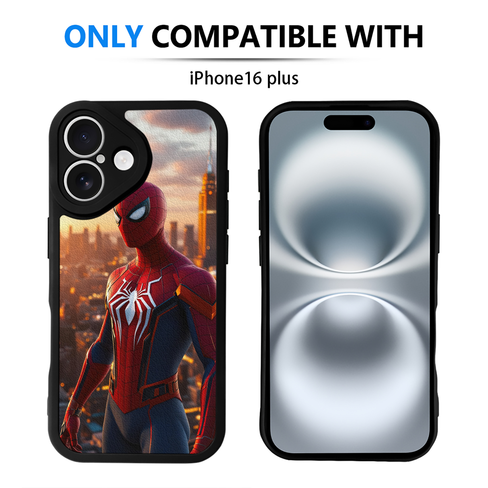 （画像用） Spider Man スパイダーマン 【iPhone 16シリーズ対応】シリコンスマホケース（レザー調） 材質：シリコン